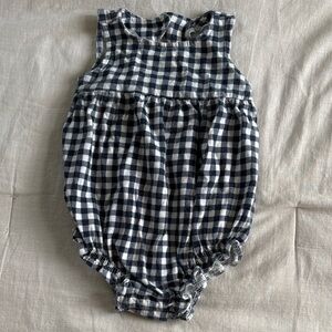 Old Navy Black and White Plaid Baby Romper